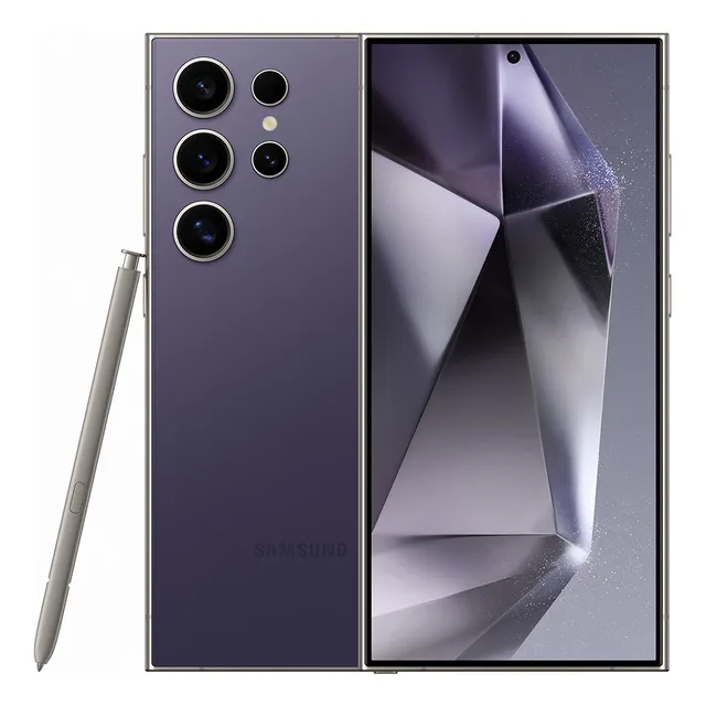 Celular Samsung Galaxy S24 Ultra, Galaxy Ai, cámara trasera cuádruple de hasta 200 MP, selfie de 12 MP, pantalla de 6.8 a 120 Hz, 256 GB, 12 GB de RAM, Esim Titanium Violet - Excelente (Reacondicionad