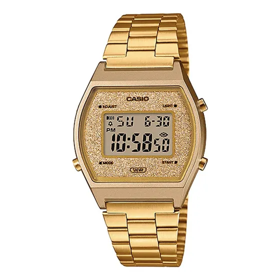 Relógio Casio Feminino Vintage Dourado Gliter B640wgg-9df