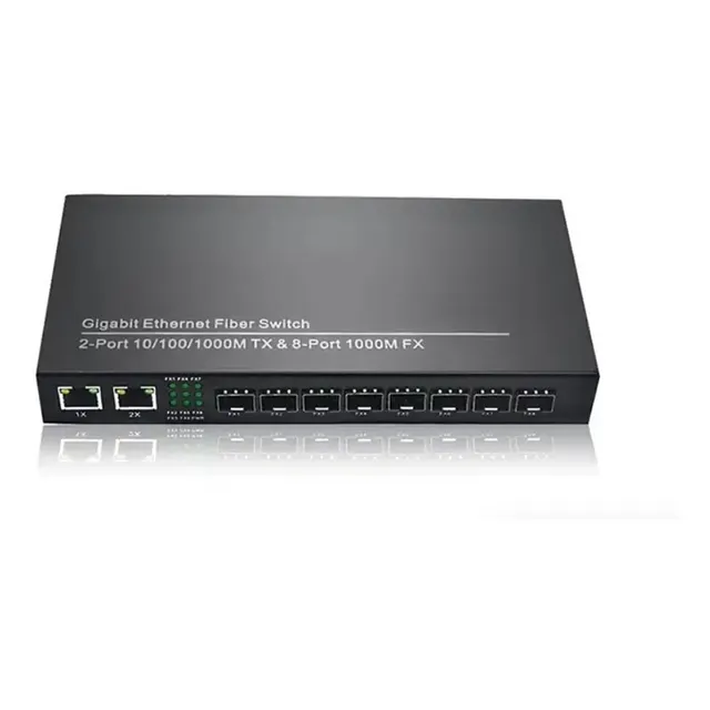 Convertidor De Medios 8p-sfp + 2p-rj45 Base 1000