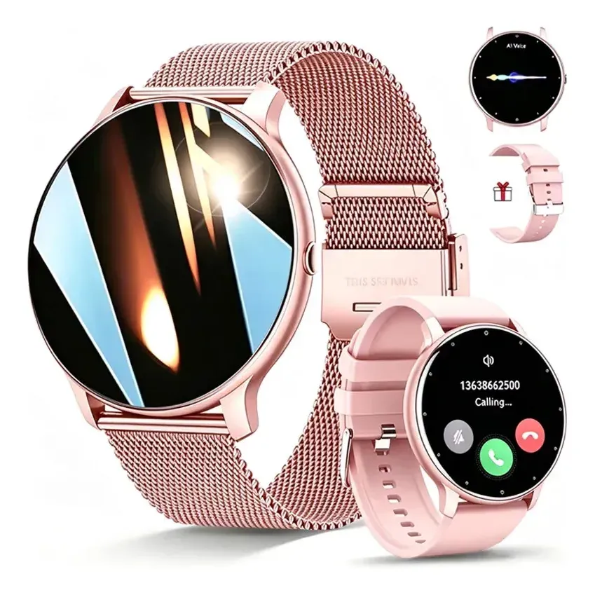 Mertto Zl02 Rosa 1,39 Pulseira Aço/silicone Mesh Smartwatch