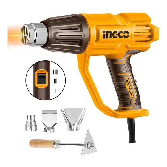 Pistola Calor 2000w Aire 3 Temperatura Regulable Ingco Color Amarillo | Cuotas sin interés