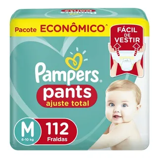 Fralda Pampers Pants Ajuste Total Max M 112 Unidades 6-10 Kg Fralda Pampers Pants Ajuste Total Max M 112 Unidades 6-10 Kg