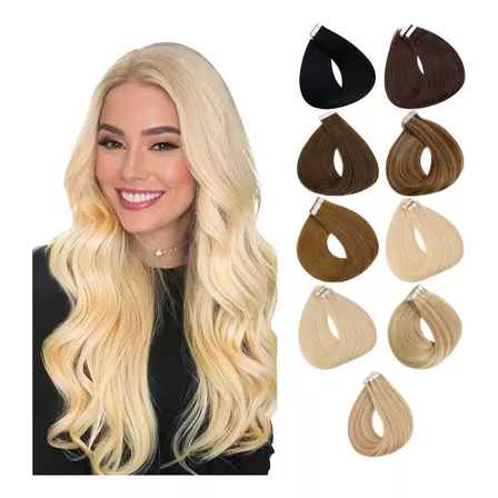 20 Extensiones Tape Premium Italiano 100% Natural Ondas 60cm