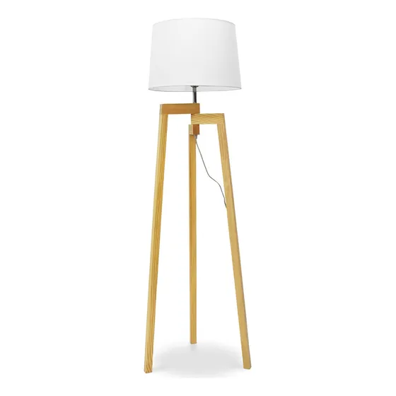 Lampara De Pie Mesina Iluminacion Living Dormitorio Lcm Estructura Beige Pantalla Blanco