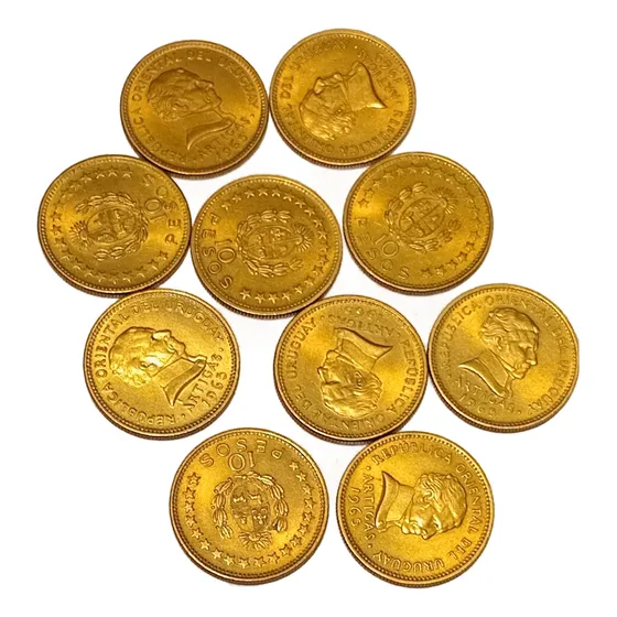 Moneda Antigua Uruguay 10 Pesos Año 1965 Artigas Son 10
