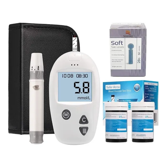 Glucómetro Medidor Glucosa Mg/dl + 50 Tiras + 50 Lancetas 