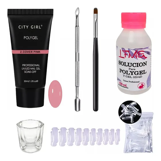 Kit X6 Polygel 30ml Pincel Solucion Capsula Dual Completo
