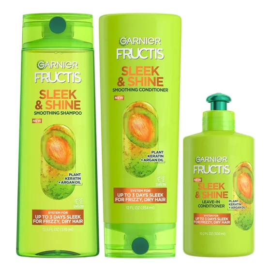 Shampoo Garnier Fructis Sleek & Shine, Condicionador + Condi