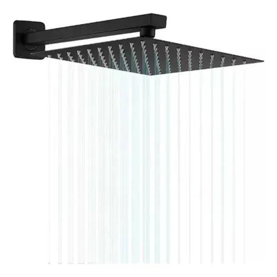 Kit Plato Ducha Cuadrado Negro 25cm + Brazo 40cm Negro Taumm