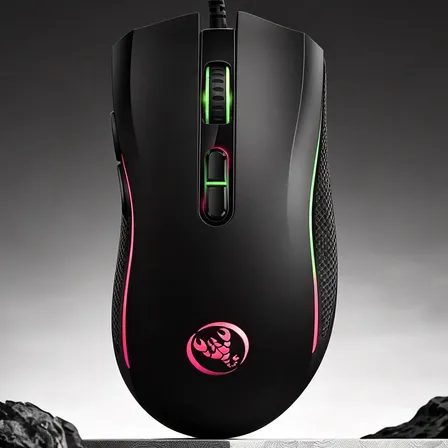Mouse Gamer Alámbrico Hxsj Con Luz Led Black