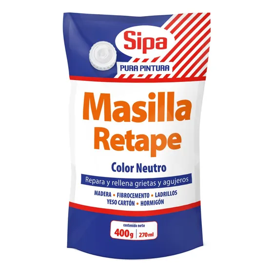 Masilla Retape Profesional Todo Uso Neutra 400 Gr Marca Sipa