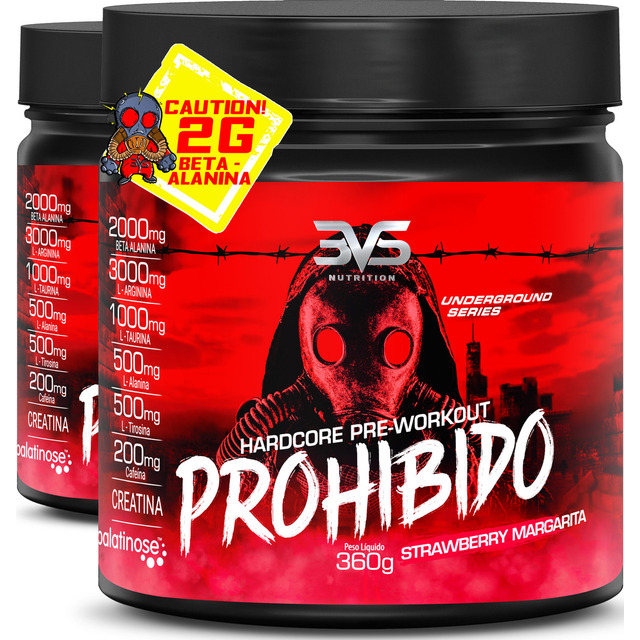 2 Unidades Do Pré Treino Prohibido 360g - Sabor: Strawberry Margarita Com Fórmula Avançada... 2 Unidades Do Pré Treino Prohibido 360g - Sabor: Strawberry Margarita Com Fórmula Avançada...