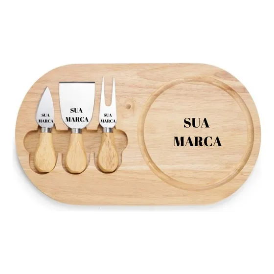 Kit Queijo 4 Peças Personalizada Tabua Garfo Bar Pestisco