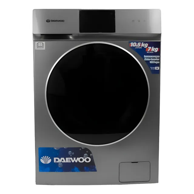 Lavasecarropas Inverter Display Touch Dawdf107tis Inox Daewo Color Gris Oscuro