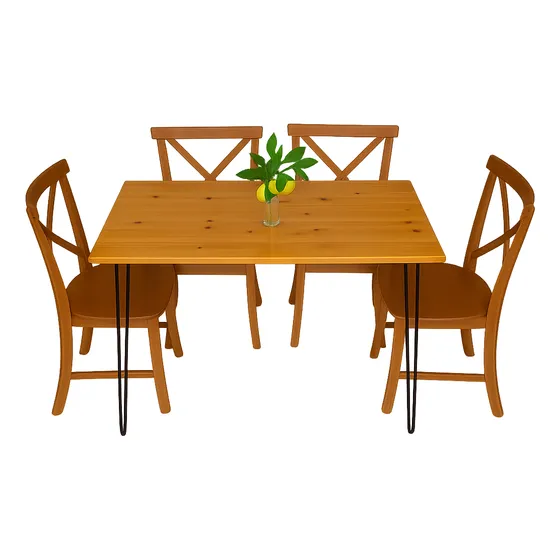 Mesa Retangular 1x80cm Pés 75cm 10mm Pinus Tratado Robusta