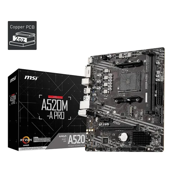 Tarjeta Madre Msi A520m-a Pro Sokect Amd4 Dr4 /m.2 Hdmi-dvi