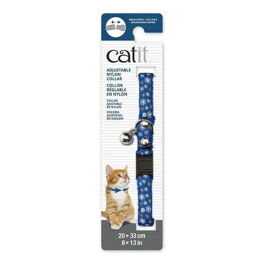 Catit Collar Ajustable Para Gatos Color Azul Con Flores