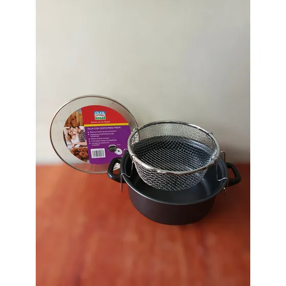 Olla Con Cesta Para Freir Alfa Hogar 22cm