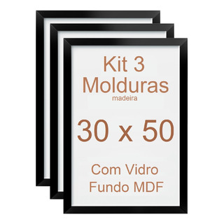 Kit 3 Molduras 30x50 Quadros Galeriza 50x30 Com Vidro Kit 3 Molduras 30x50 Quadros Galeriza 50x30 Com Vidro