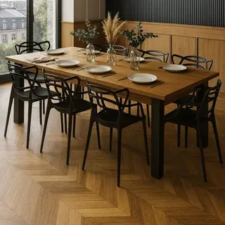 Kit Mesa D Jantar 150x90 Pes Em Madeira + 6 Cadeiras Allegra Lamina