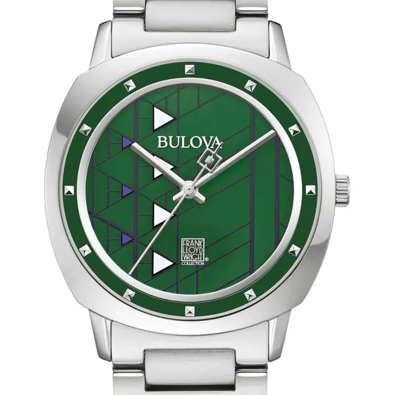 Reloj Bulova Hombre Frank Lloyd 96a286 Plateado Plateado Verde