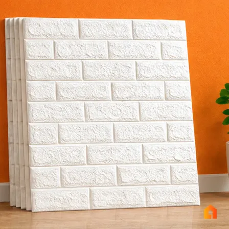 Foto de Kit 10 Und De Placas Adesivo 3d Papel Parede Tijolinho 77x70 Branco