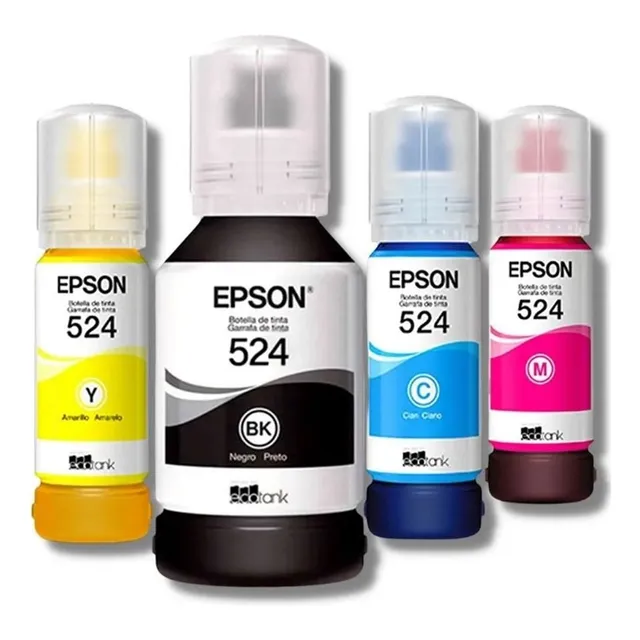 Combo 4 Botella Tinta Epson T524 Negro Cian Magenta Amarillo