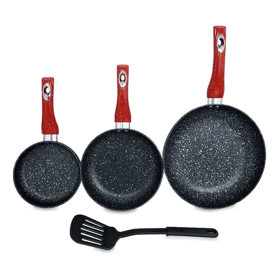 Sartén 3pz Sankey Negro/rojo