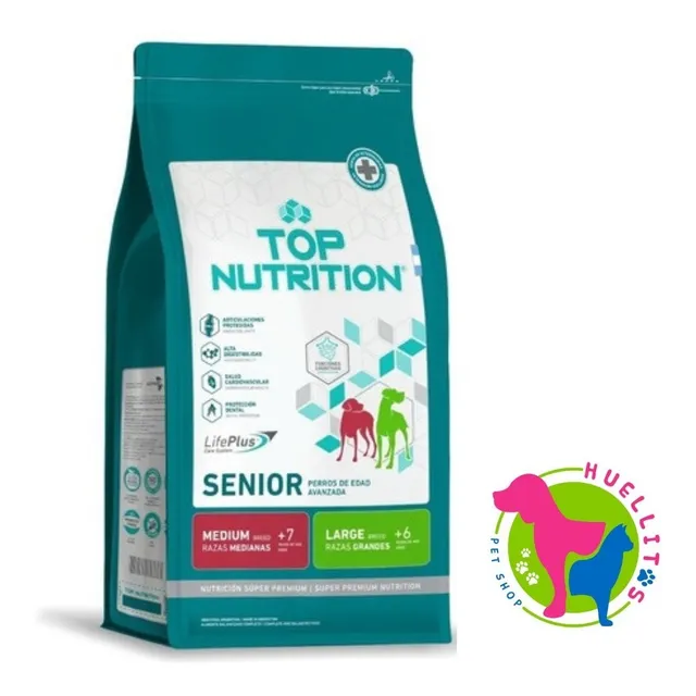 Alimento Top Nutrition para perro senior en bolsa de 15 kg