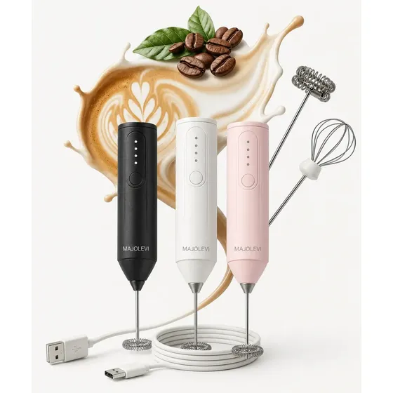 Mini Mixer Elétrico Portátil Majolevi Recarregável Usb | 3 Velocidades | Batedor | Café | Leite | Whey