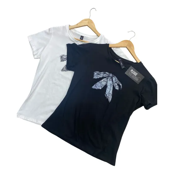 Remera Mujer Basica Estampa Moño Jersey Algodón.