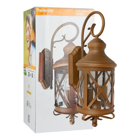 Lampara Aplique Pared Sobrep Bronce 26w Roma Tecnolite
