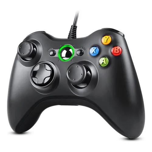 Joystick P/ Xbox 360 Y Pc Windows C/ Cable Usb Vibra Negro