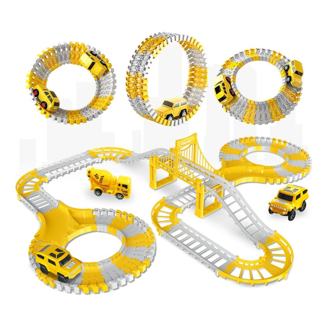 Pista De Carrinhos Construção Brinquedo Infantil 98 Peças Amarelo Pista De Carrinhos Construção Brinquedo Infantil 98 Peças Amarelo