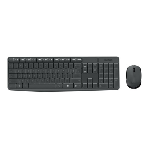 Kit de teclado y mouse inalámbrico Logitech MK235 Español de color negro