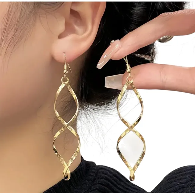 Set Zarcillos De Mujer Largos Rulos Ligeros Moda Bisuteria
