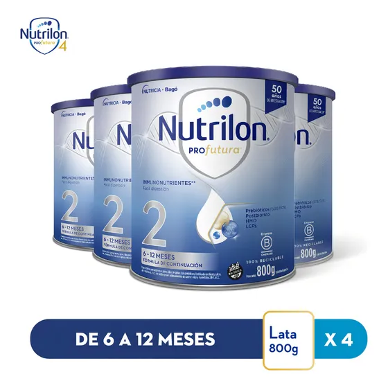 Pack Nutrilon Profutura 2 de 6 a 12 meses - Lata de 800gr. (4 Unidades)