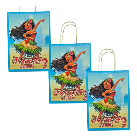 Bolsas Cotillon Kraft Personalizada Moana X12