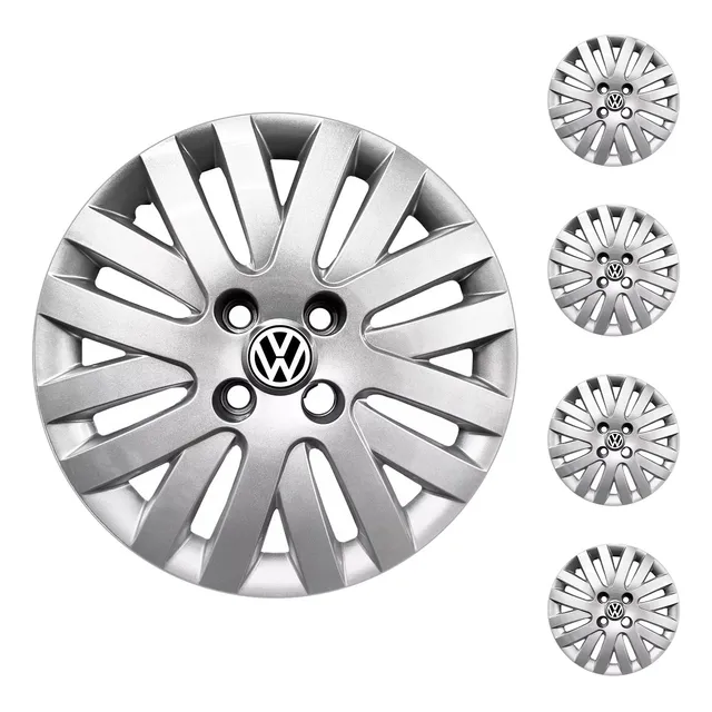 Juego X4 Tazas 14 Pulgadas Vw Gol Trend 2008 Al 2011 + Logo