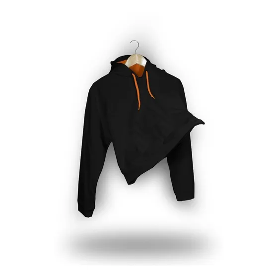 Buso Hoodie Saco Croptop Cerrado Unicolor Algodón Perchado