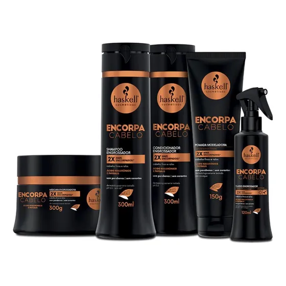 Kit Completo 5 Itens Haskell Encorpa Cabelo 300ml