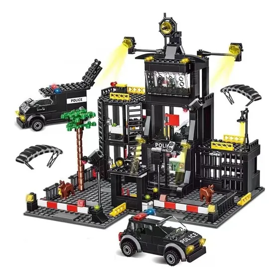Juego De Bloques Construcción Estación De Policía Juguetes S