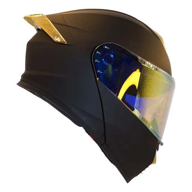 Casco para moto Kov tunder Taff Drako negro mate y dorado mate thunder talla S (55-56 cm)