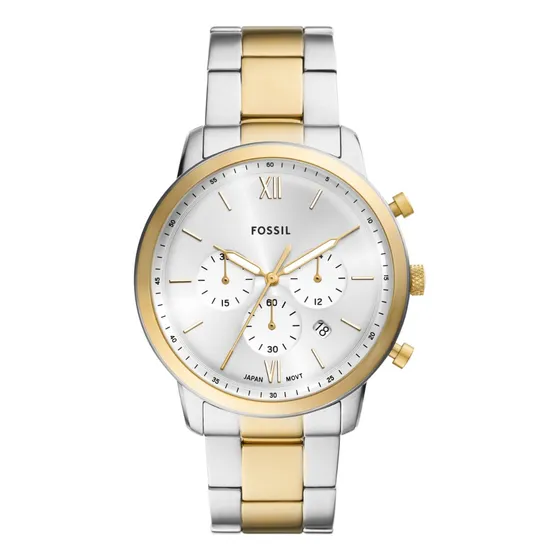 Reloj Hombre Fossil Fs6112 De Acero Dorado, Plateado Correa Dorado/Plateado Bisel Dorado