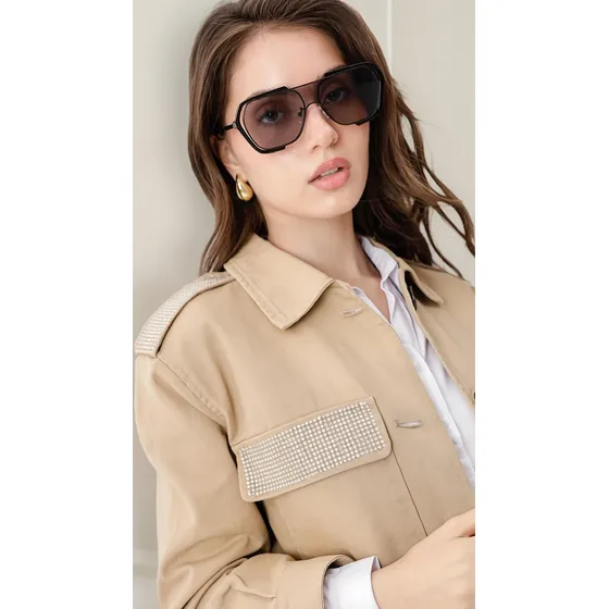 Campera Upminorista Gabardina Strass Mujer