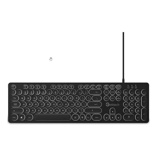 Teclado Retroiluminado Getttech Usb Gris 105 Teclas Idioma Español Para Mac Winodws Negro Gti-28201