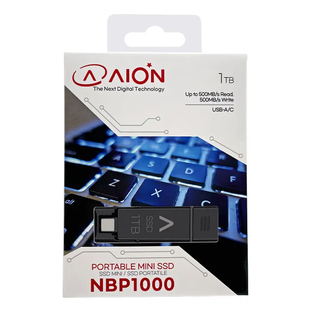Ssd Mini Aion Nbp1000 1tb Usb-c 500mb/s Usb 3.0 Negro