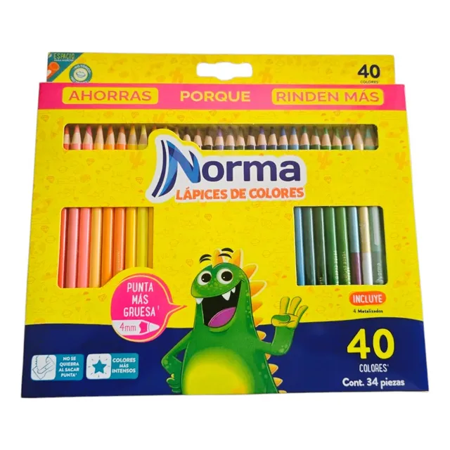 Colores Norma C/34 Pz 40 Colores Punta Mas Gruesa