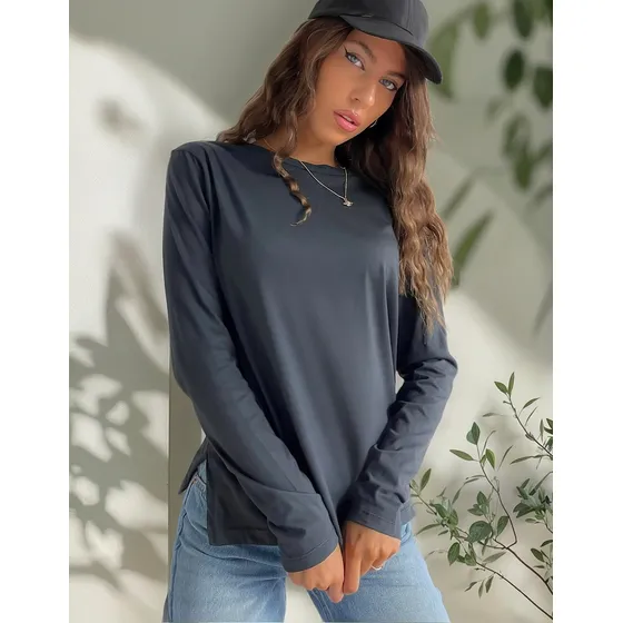 Remera Benka Onix Mujer Manga Larga Algodón Escote Redondo