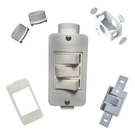 Kit Interruptor 3 Teclas Branco C/ Condulete Externo Pvc 4/2